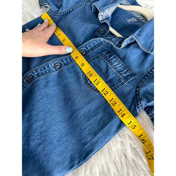 Gap Boys Denim Short Sleeve Button-Up Shirt Westernvibes Blue‎ Size 5 Years - Picture 9 of 10
